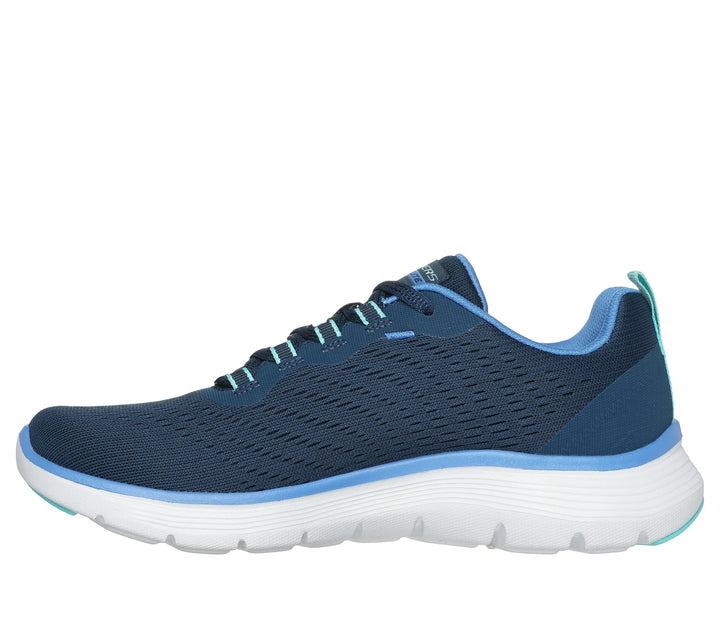 Women's Wide Fit Skechers 150201W Flex Appeal 5.0 New Path Trainers in Navy/Blue - Image 1