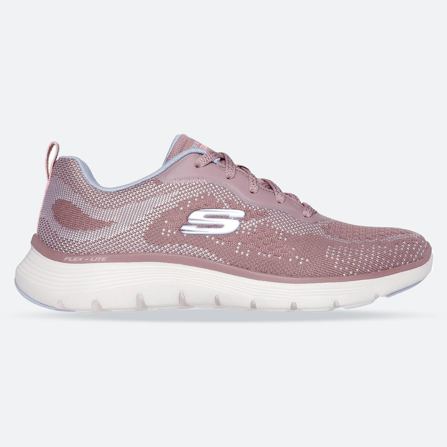 Women's Wide Fit Skechers 150210 Flex Appeal 5.0 Cruising Thru Trainers in Mauve/Light Blue - Image 1