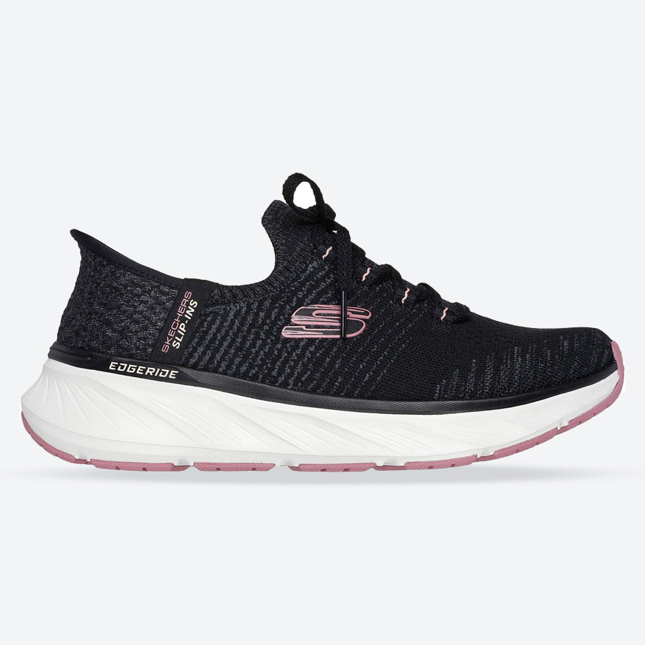Women's Relaxed Fit Skechers 150470 Edgeride Impression Trainers in Black/Pink - Image 1
