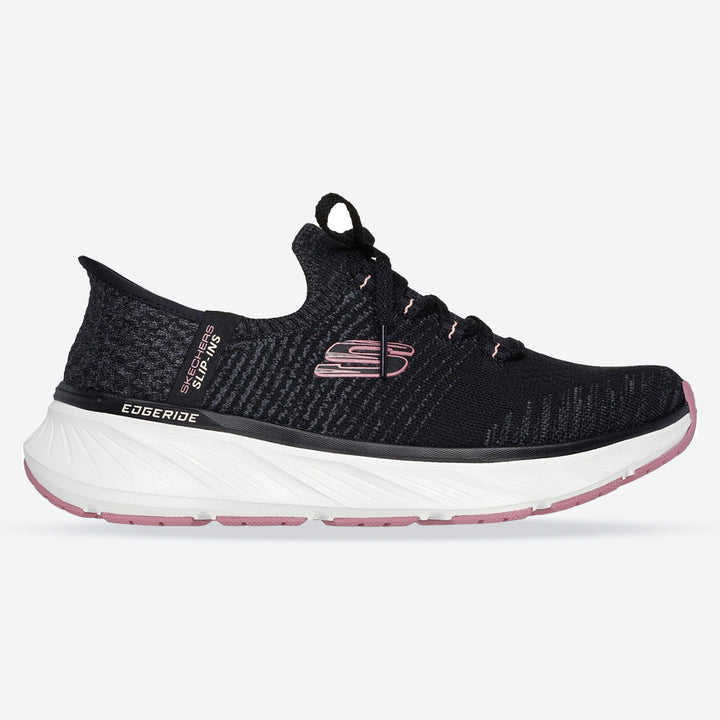 Women's Relaxed Fit Skechers 150470 Edgeride Impression Trainers in Black/Pink - Image 1