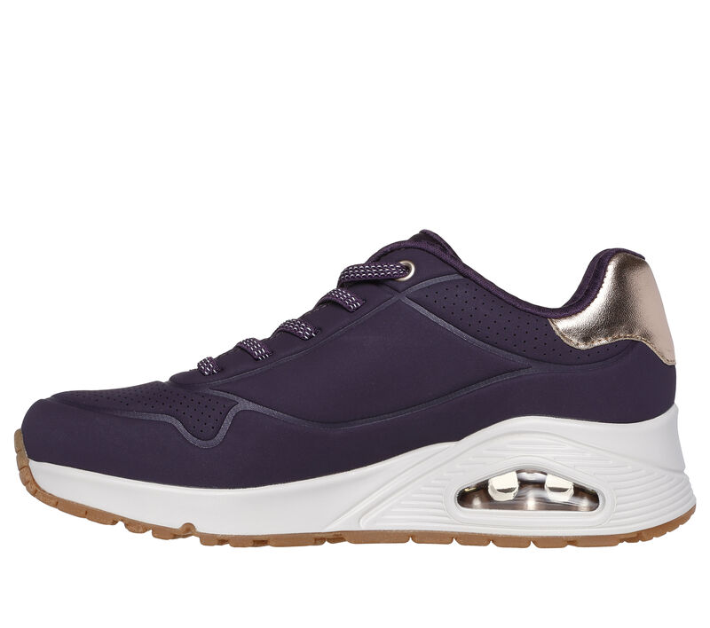 Women's Wide Fit Skechers 155196 Uno Shimmer Away Trainers in Rose - Image 21