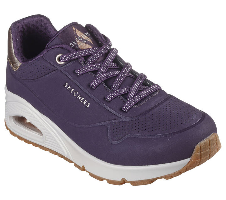 Women's Wide Fit Skechers 155196 Uno Shimmer Away Trainers in Rose - Image 1