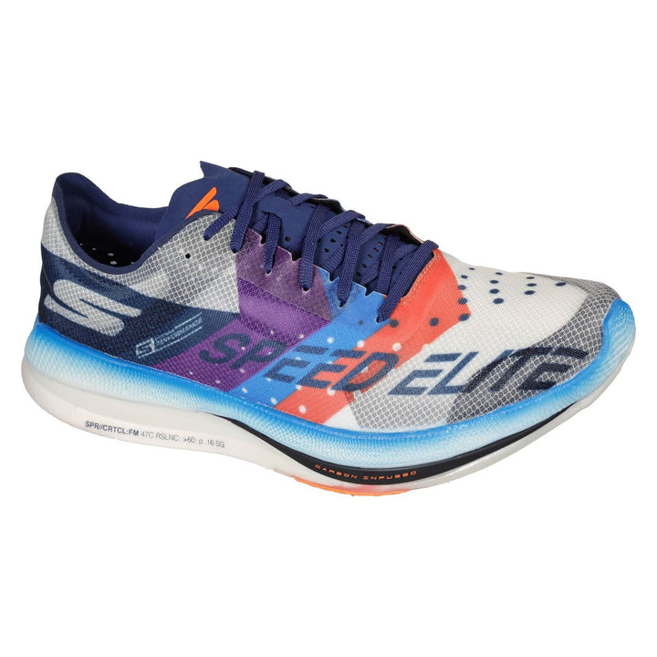 Men's Wide Fit Skechers 55221 Go Run Speed Elite Sports Trainers in White/Multi - Image 1