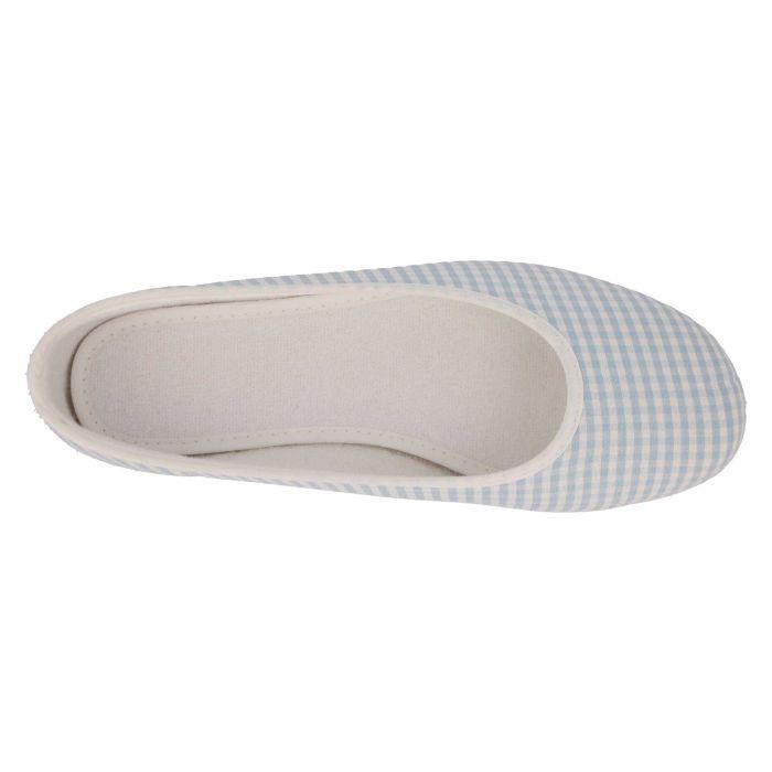 Women's Wide Fit DB Anenome Canvas Pumps in Blue Gingham Canvas - Image 1
