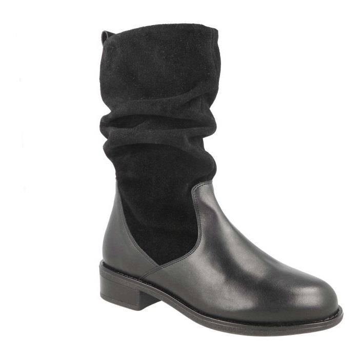 Women's Wide Fit DB Hornbeam Boots in Black Leather / Suede - Image 3