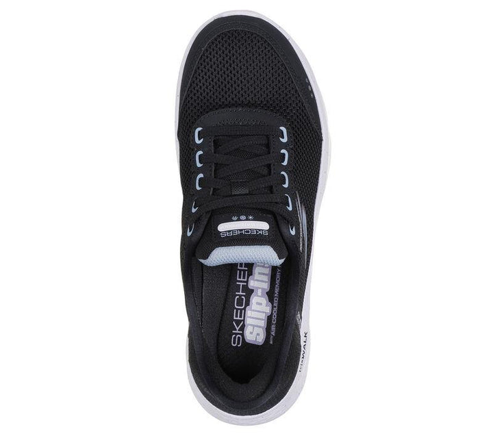 Women's Wide Fit Skechers 124846 Go Walk Flex Clear Creek Trainers in Black/Mauve - Image 1