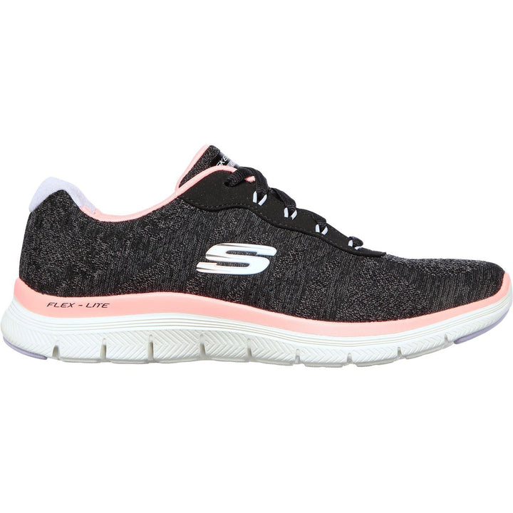 Women's Wide Fit Skechers 149570 Flex Appeal 4.0 Fresh Move Trainers - Black/Coral in Black/Coral - Image 1