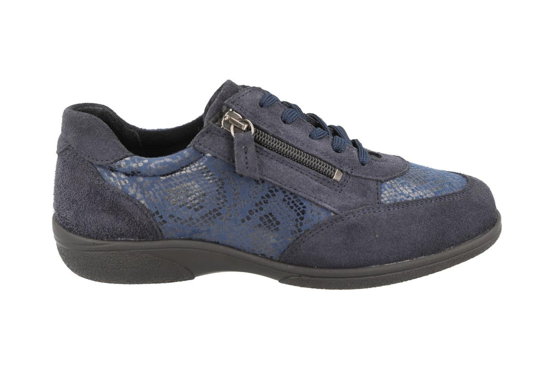 Women's Wide Fit DB Waxwing Trainers in Black Suede / Stretch - Image 6