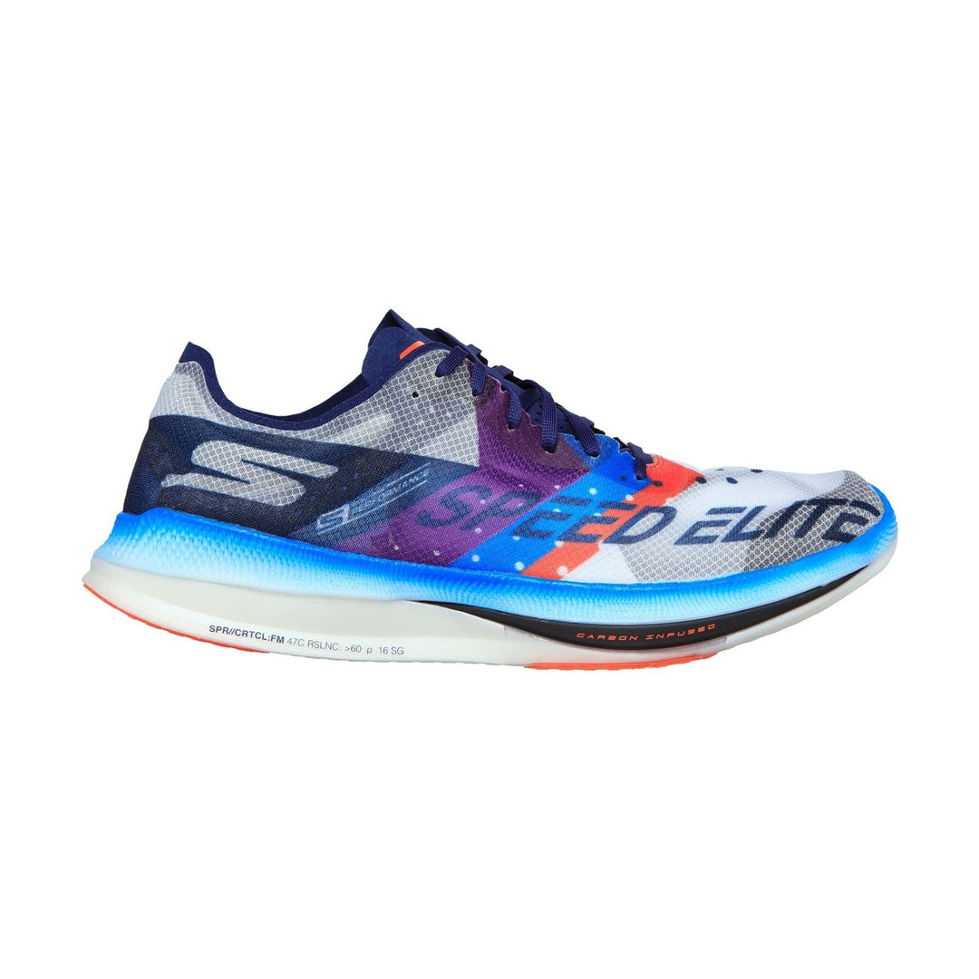 Men's Wide Fit Skechers 55221 Go Run Speed Elite Sports Trainers in White/Multi - Image 2