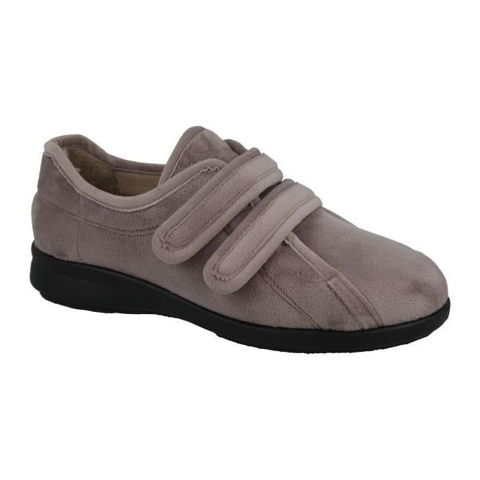 Women's Wide Fit DB Fork Slippers in Black velour - Image 15