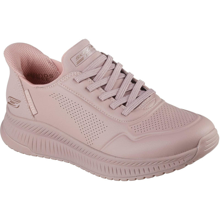 Women's Wide Fit Skechers 117740 Slip-ins Bobs Squad 4 Key Look Trainers in Black - Image 1