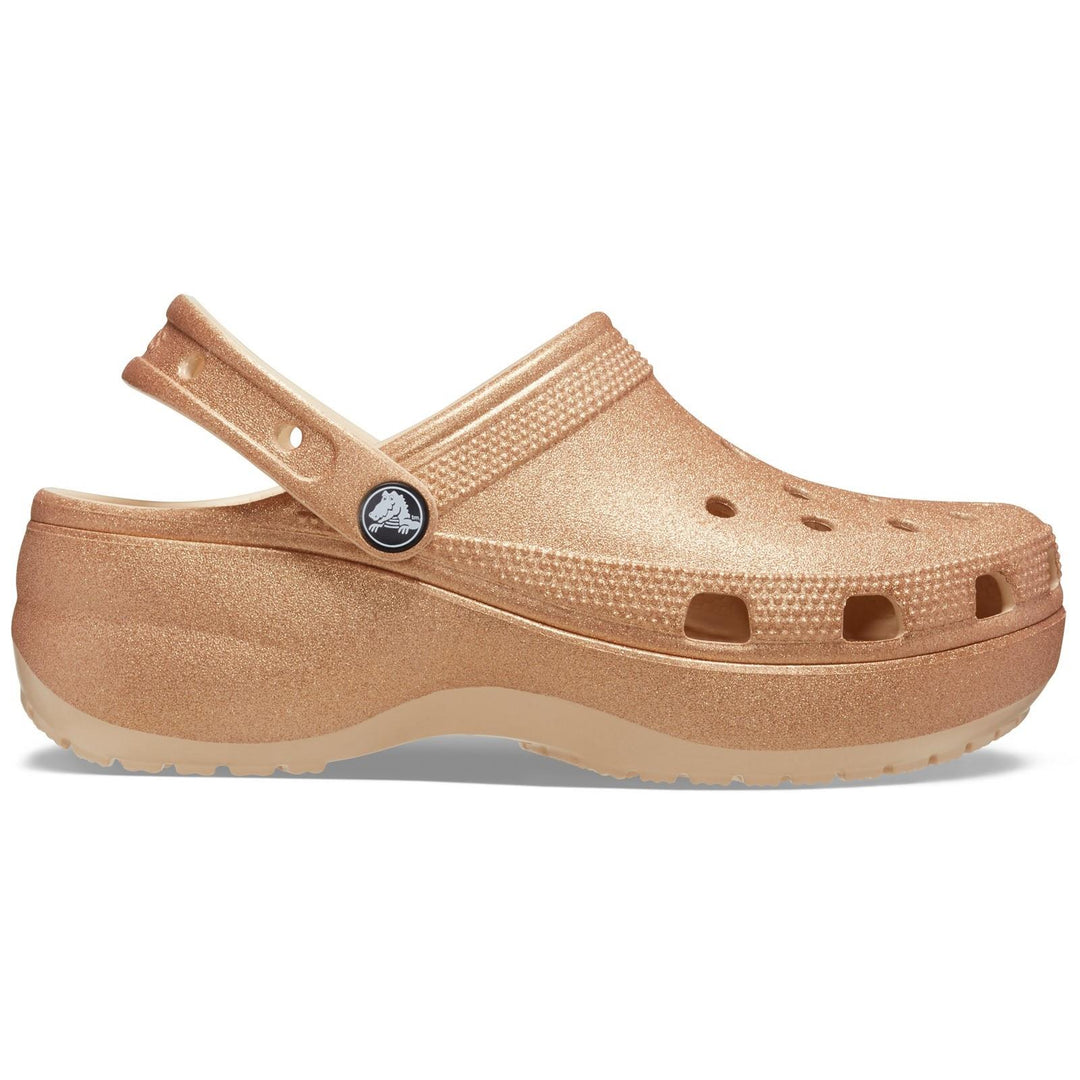Women's Crocs 207241 Classic Platform Glitter Clog Sandals in Shitake - Image 2