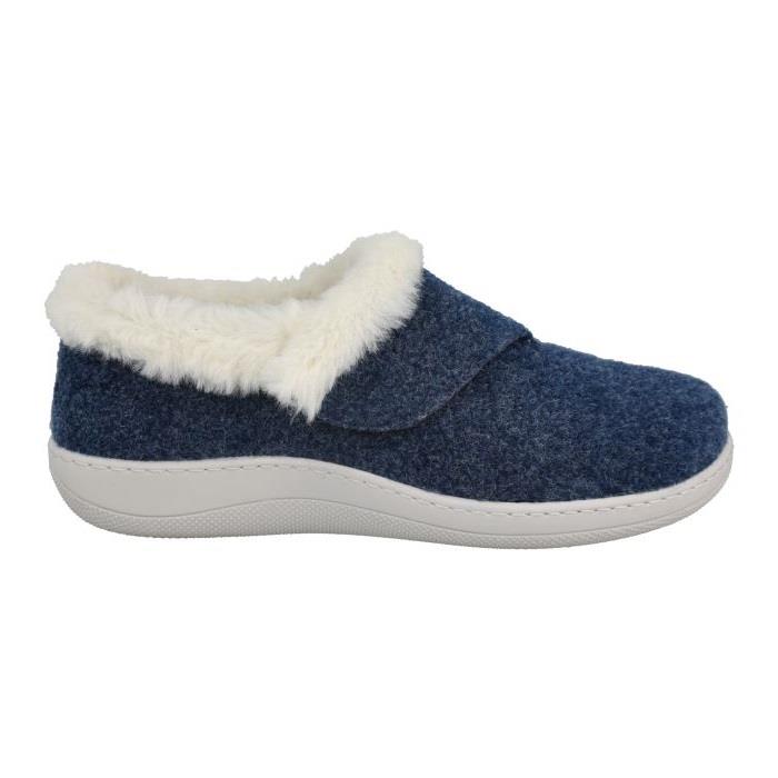 Women's Wide Fit DB Talala Slippers in Navy Felt - Image 2