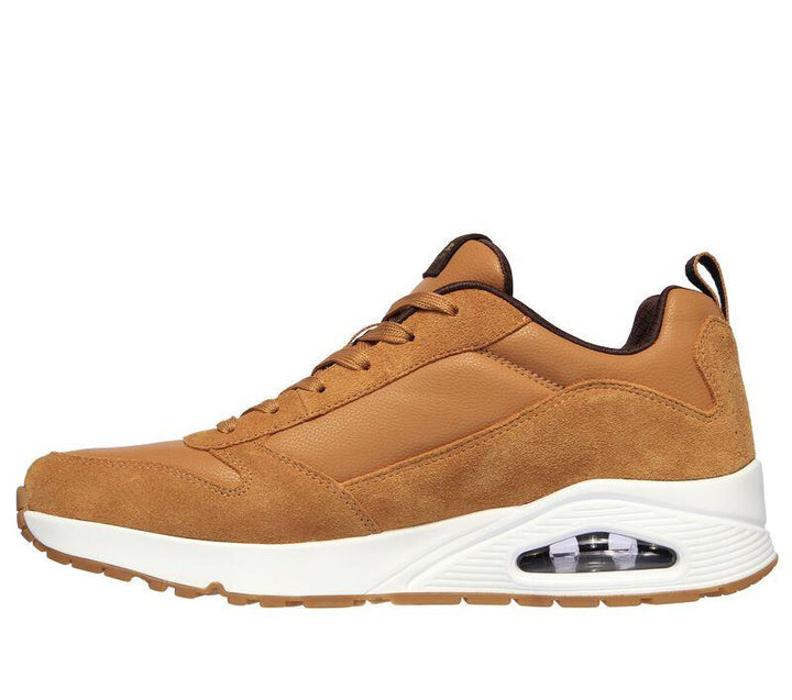 Men's Wide Fit Skechers 52468 Uno Stacre Relaxed Fit Trainers in Whiskey - Image 1