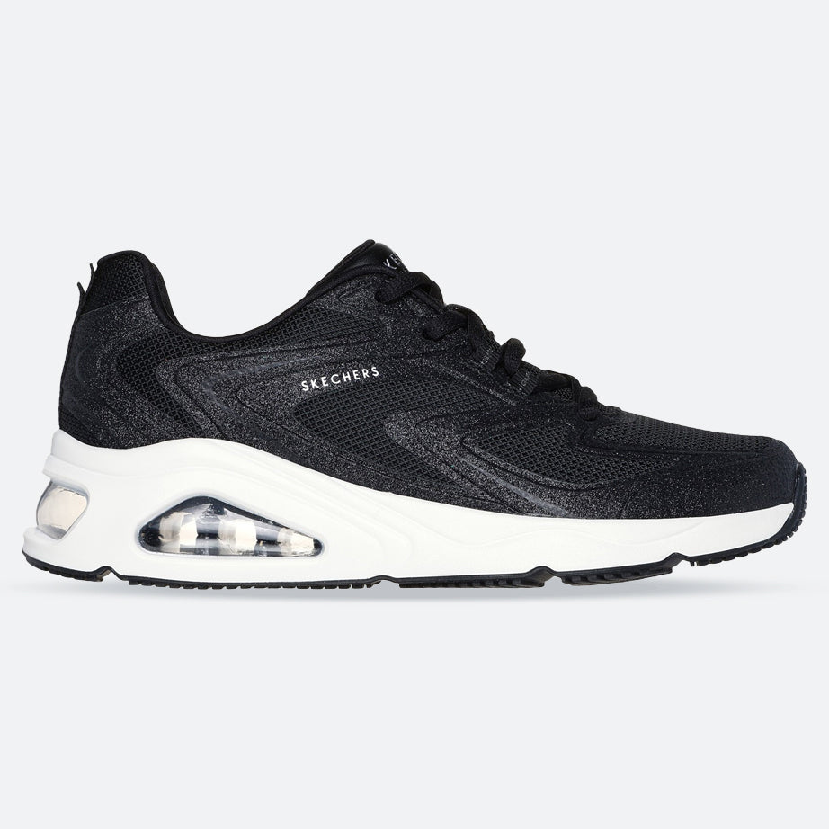 Women's Wide Fit Skechers 177411 Tres-Air Uno Glit Airy Trainers in Black - Image 1