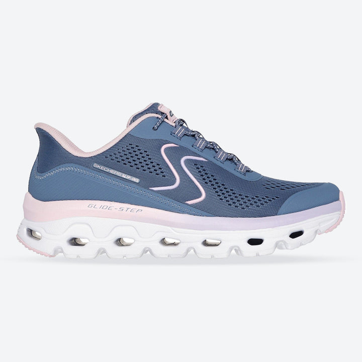 Women's Wide Fit Skechers 180272 Slip-ins Glide Step Sole Trainers in Slate/Pink - Image 1