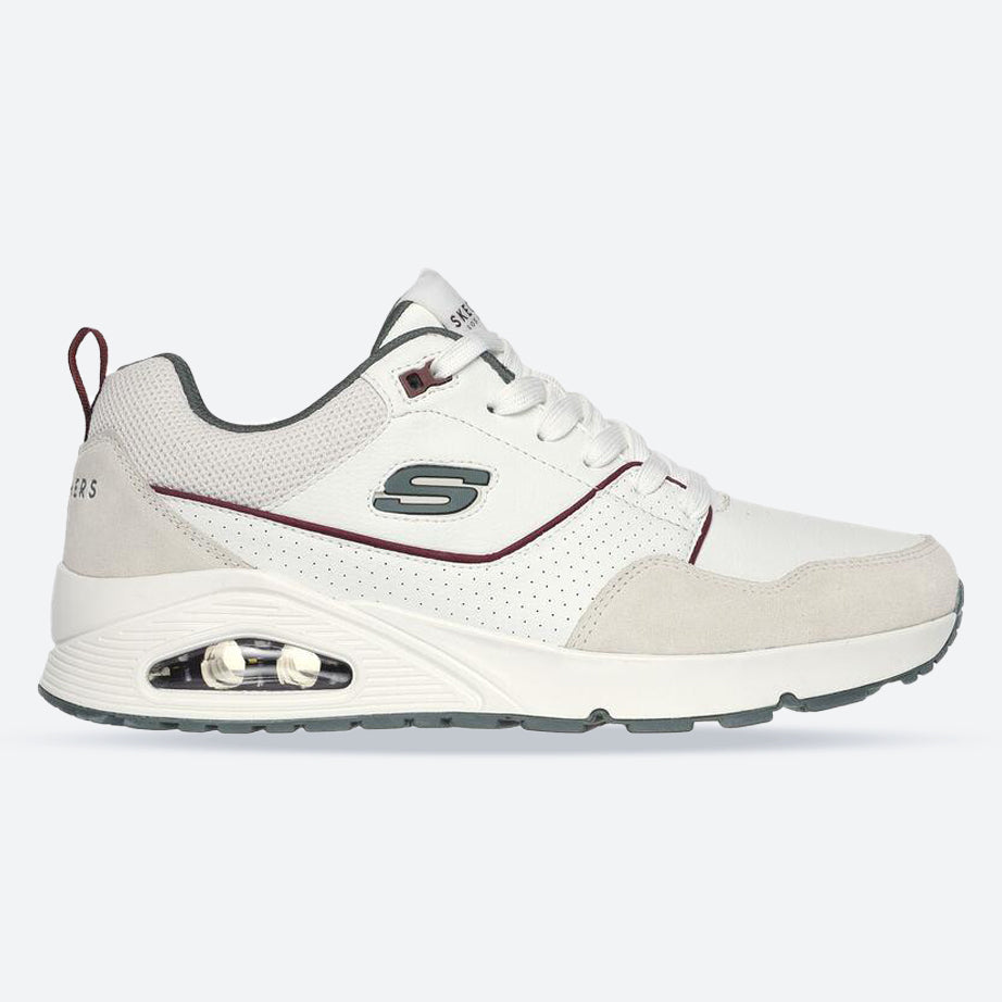 Men's Wide Fit Skechers 183020 Uno Retro One Trainers - White/Green in White/Green - Image 1