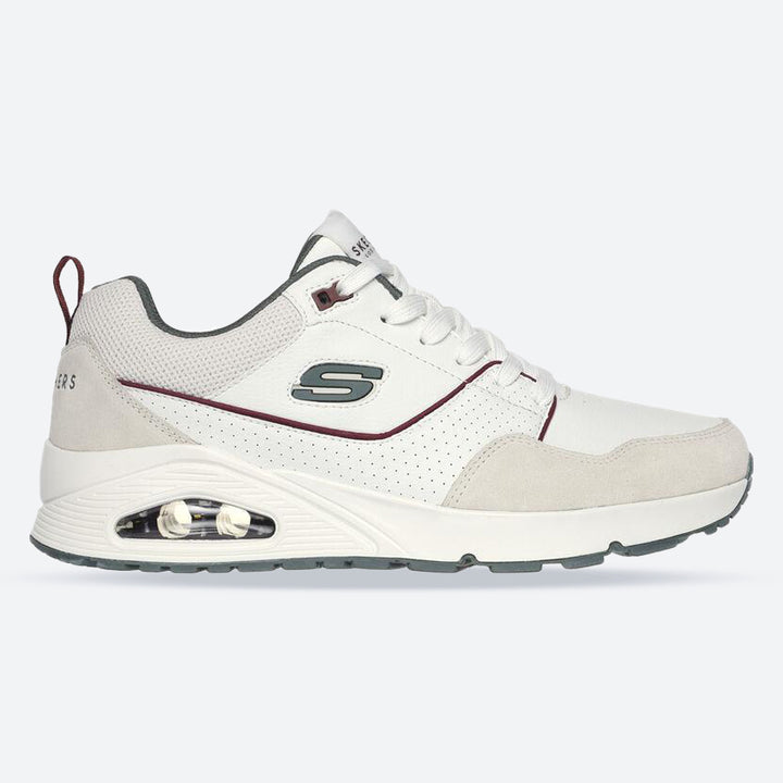 Men's Wide Fit Skechers 183020 Uno Retro One Trainers - White/Green in White/Green - Image 1