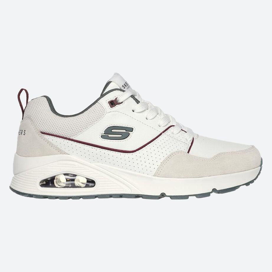 Men's Wide Fit Skechers 183020 Uno Retro One Trainers in White/Green - Image 7