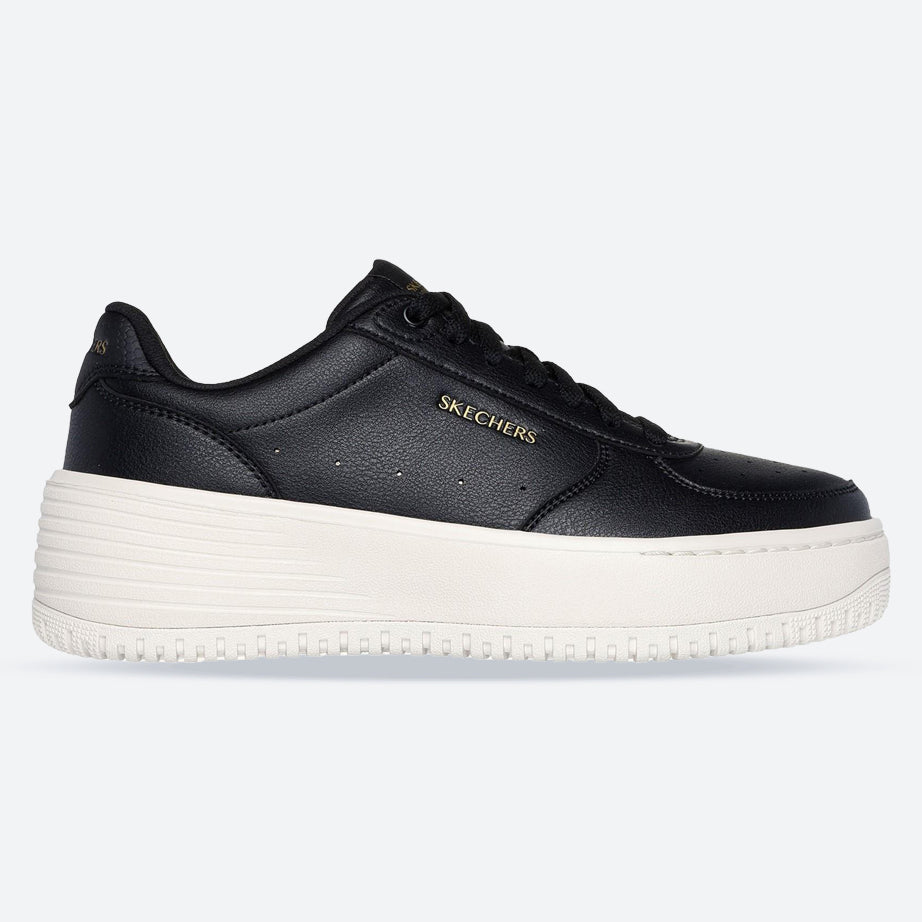 Women's Wide Fit Skechers 185110 Court Classics Grand 92 Be Lifted Trainers - Black in Black - Image 1