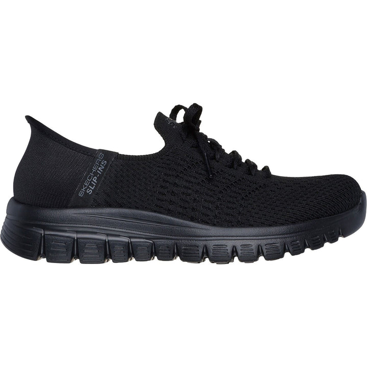 Women's Wide Fit Skechers 100736 Slip-ins Graceful First Blush Trainers in Black - Image 1
