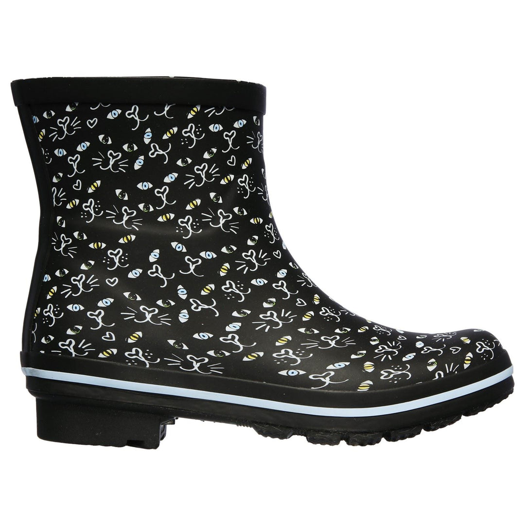 Women's Wide Fit Skechers 113158 Bobs Rain Check Misty Eye Wellie Trainers in Black - Image 2