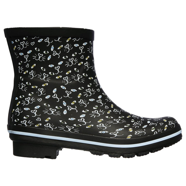 Women's Wide Fit Skechers 113158 Bobs Rain Check Misty Eye Wellie Trainers in Black - Image 1