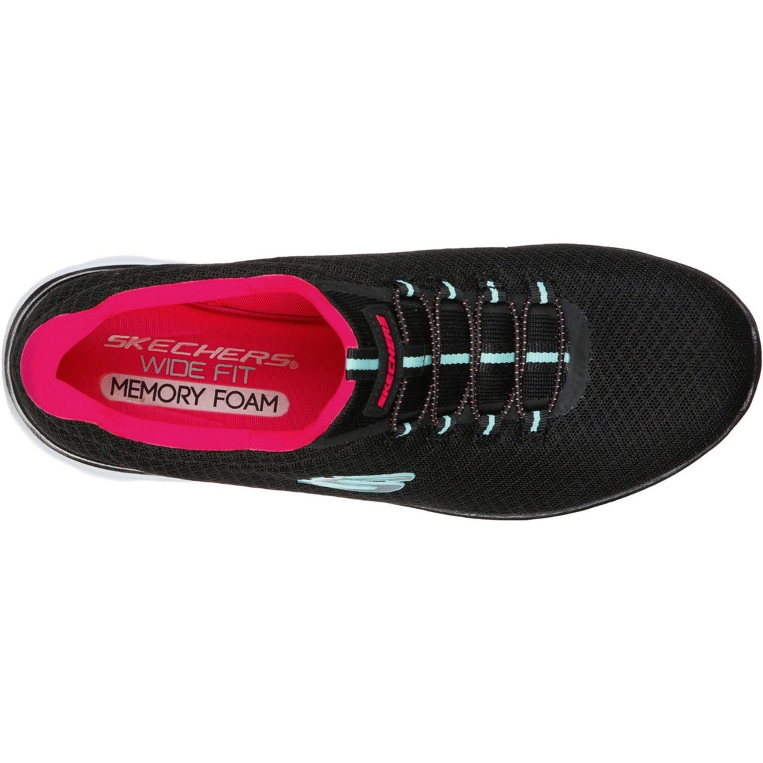 Women's Wide Fit Skechers 12980 Summits Slip On Sports Trainers - Black/Hot Pink in Black/Hot Pink - Image 6