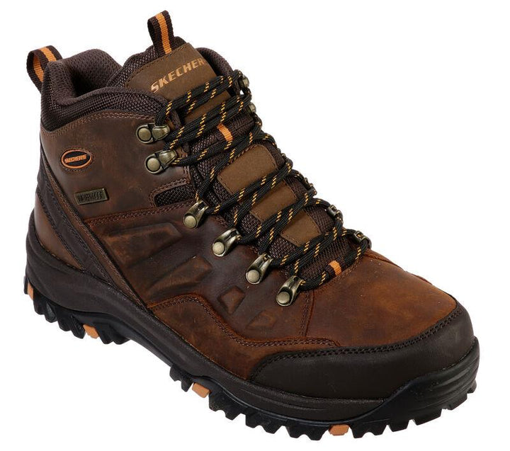 Men's Wide Fit Skechers 65529 Relaxed Fit Relment Traven Hiking Boots in Brown - Image 1