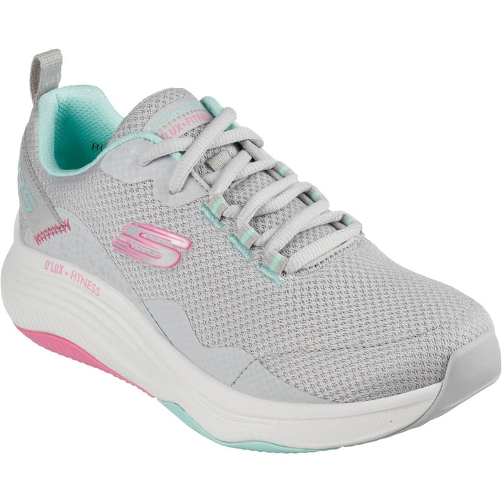 Women's Wide Fit Skechers 149835 D'Lux Fitness Roam Free Trainers in Light Grey/Multi - Image 1