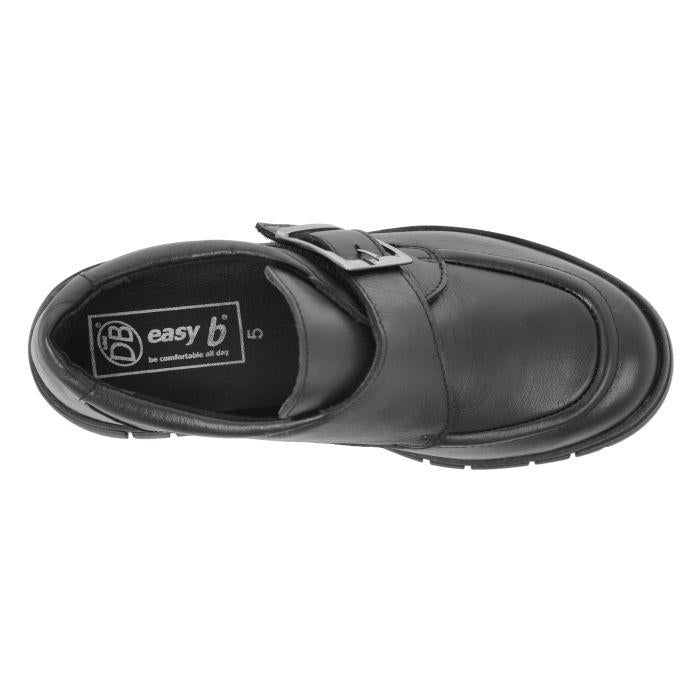 Women's Wide Fit DB Kirby Shoes in Black Leather - Image 1