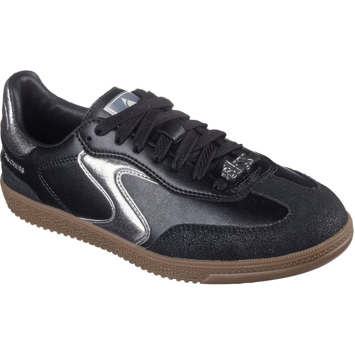 Women's Wide Fit Skechers 185236 Hotshot Cool Glow Trainers in Black/Silver - Image 1