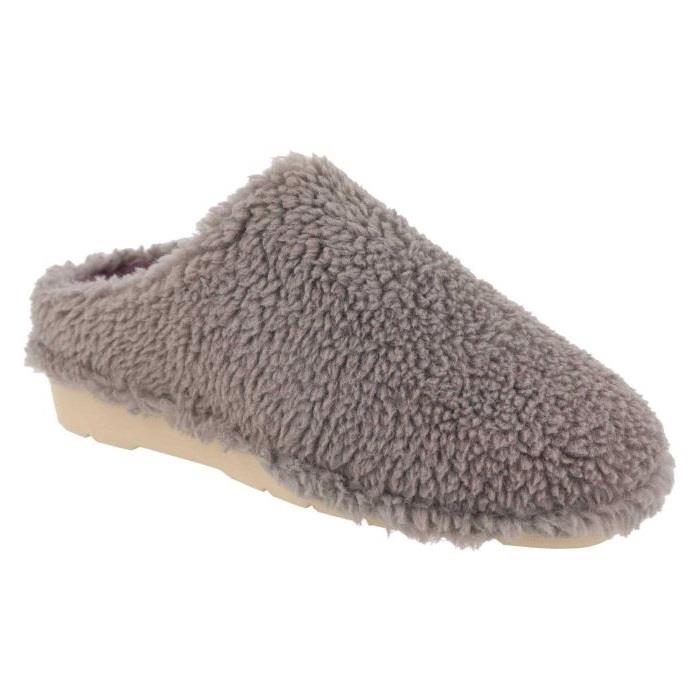 Women's Wide Fit DB Tatum Mule Slippers in Grey Fleece - Image 1