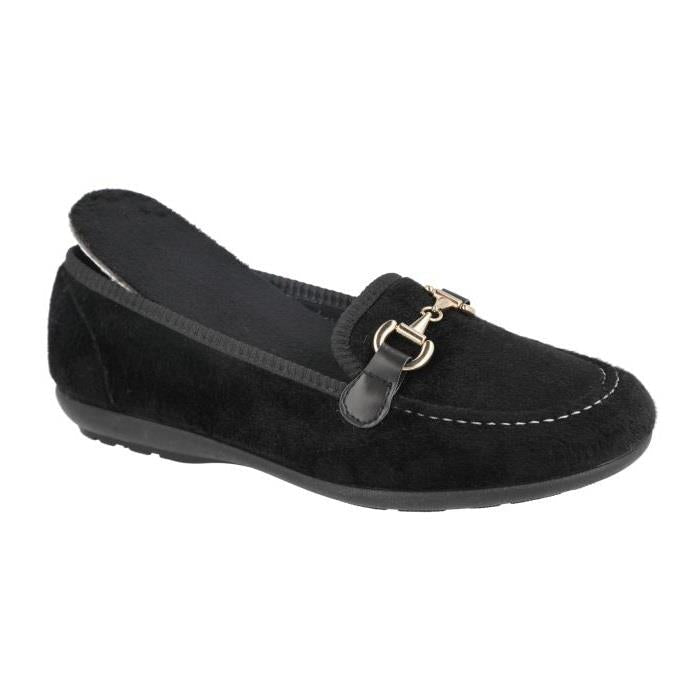 Womens Wide Fit DB Martha Slippers in Black - Image 4