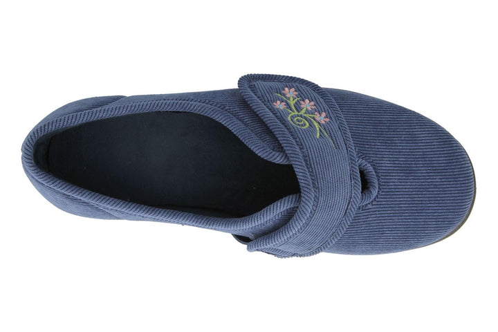 Womens Wide Fit DB Dallas Slippers in Denim Blue - Image 1