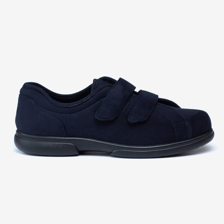 Mens Wide Fit Tredd Well Stanley Velcro Slippers in Black - Image 1