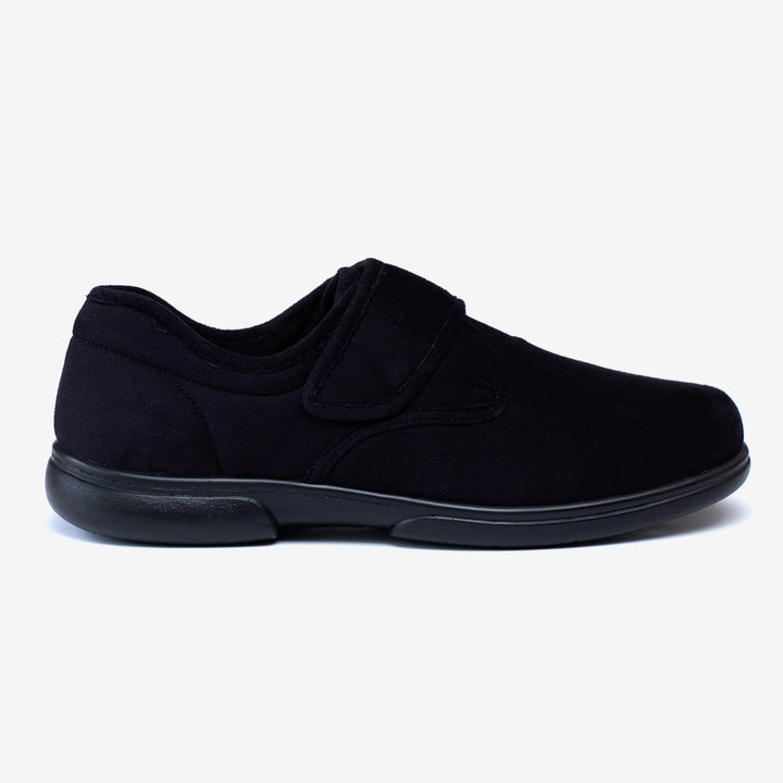 Mens Wide Fit Tredd Well Scott Slippers in Black - Image 1