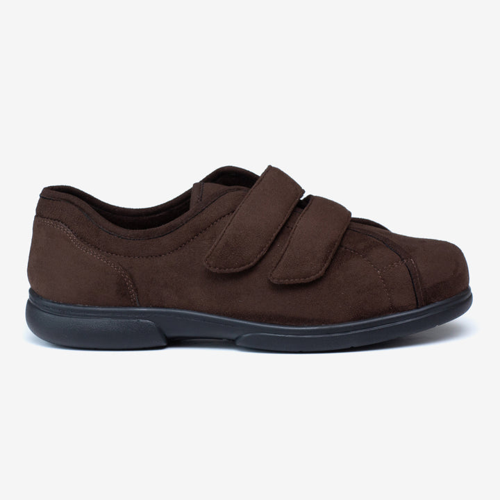Mens Wide Fit Tredd Well Stanley Velcro Slippers in Black - Image 1