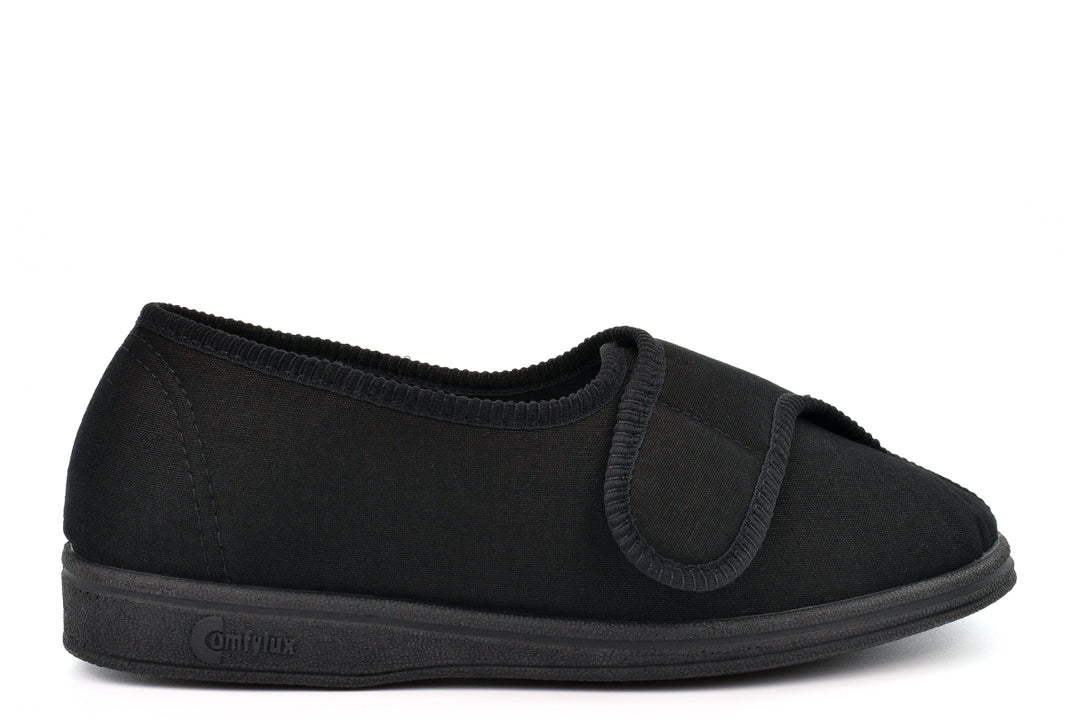 Mens Wide Fit Comfylux Bill Slippers in Black - Image 2