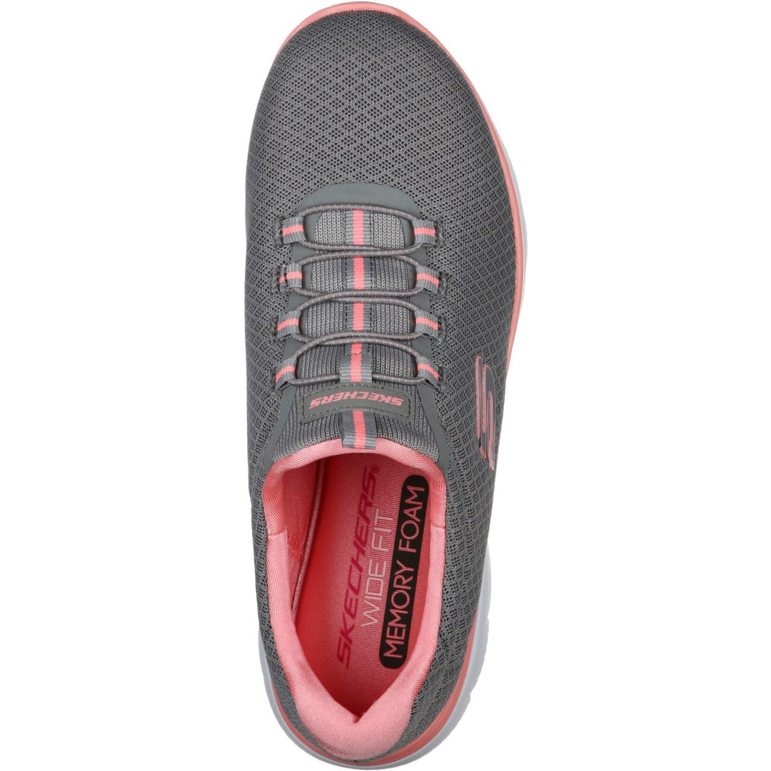 Women's Wide Fit Skechers 12980 Summits Slip On Sports Trainers - Grey/Pink in Grey/Pink - Image 4