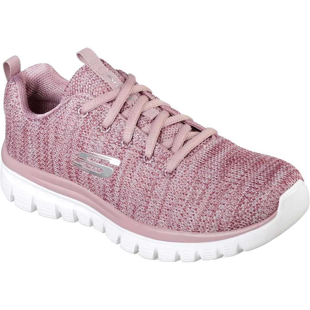 Women's Wide Fit Skechers 12614 Graceful Twisted Fortune Trainers - Mauve in Mauve - Image 3