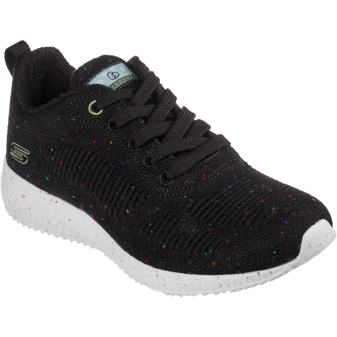 Women's Wide Fit Skechers 117282 Bobs Squad Reclaim Life Trainers - Black in Black - Image 3