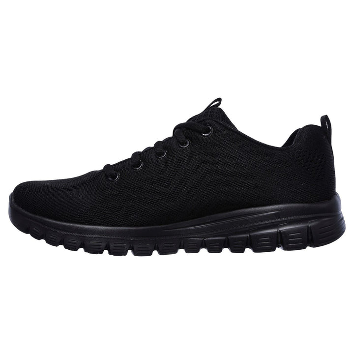 Women's Wide Fit Skechers 12615 Graceful Get Connected Sports Trainers - Black in Black - Image 1