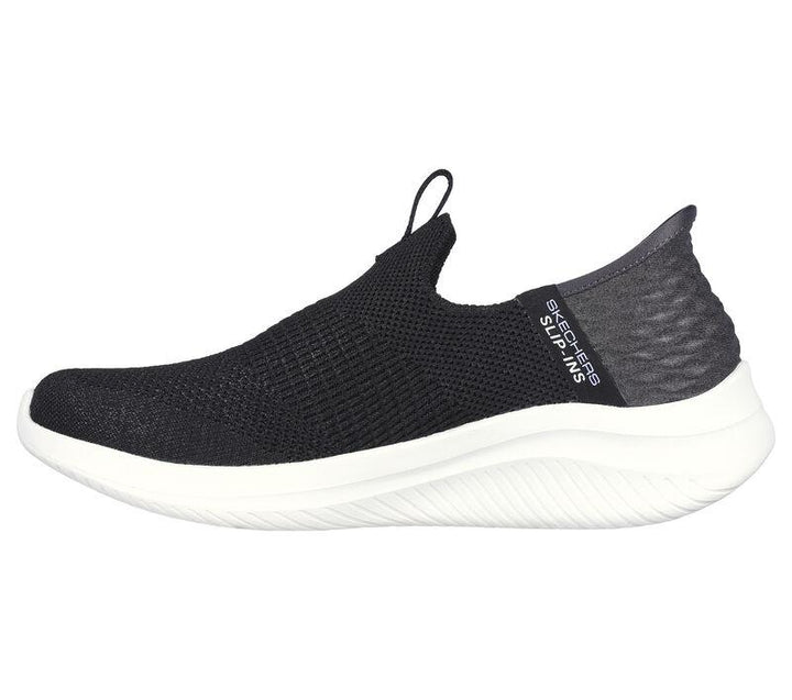 Women's Wide Fit Skechers 149709W Slip-ins Ultra Flex 3.0 Smooth Step Trainers in Black - Image 1