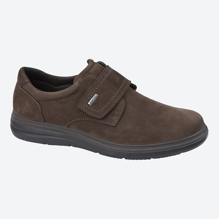 Men's Wide Fit Roamers M337 Touch Fastening Shoes - Brown Leather in Brown Leather - Image 1