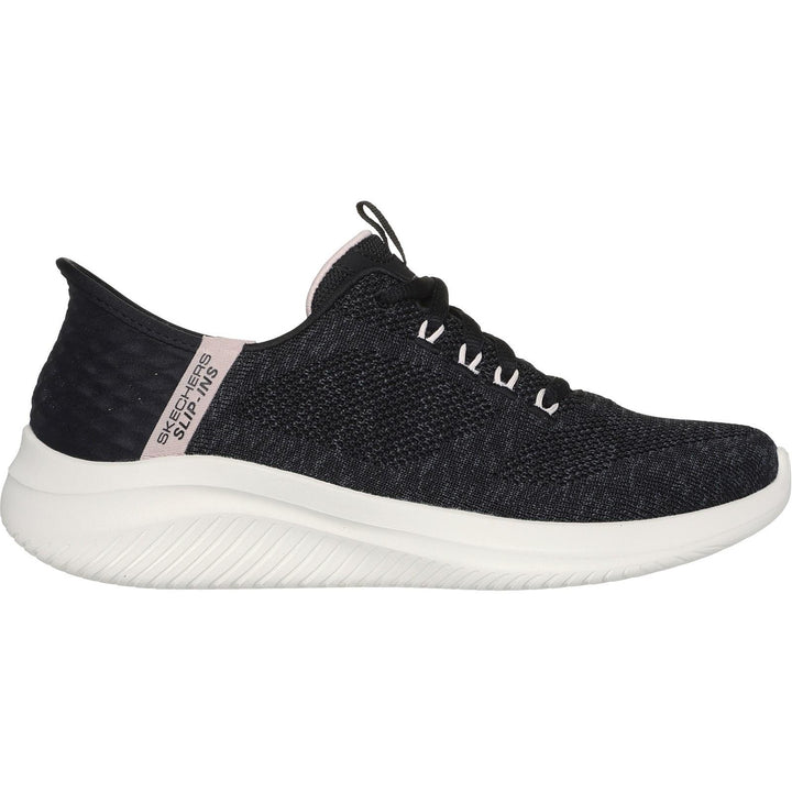 Women's Wide Fit Skechers 150178 Slip-ins Ultra Flex 3.0 Easy Step Trainers in Black/Pink - Image 1