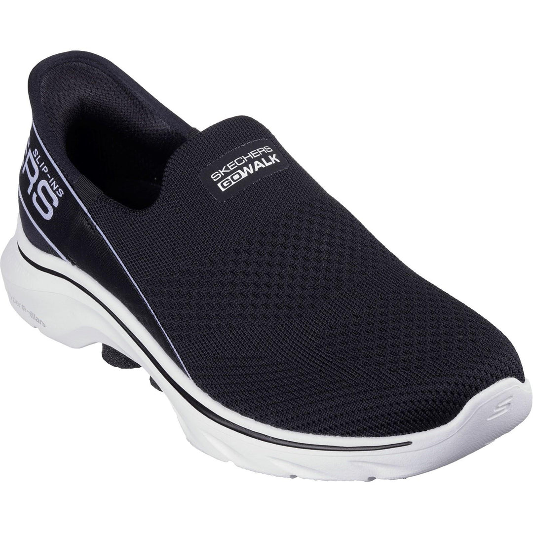 Women's Wide Fit Skechers 125231 Slip-ins Go Walk 7 Mia Trainers in Black/White - Image 3