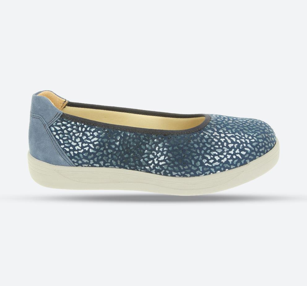 Womens Wide Fit DB Garganey Shoes in Navy Stretch Textile - Image 1