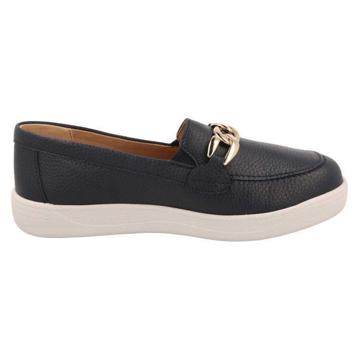 Women's Wide Fit DB Ophelia Shoes in Navy Leather - Image 4