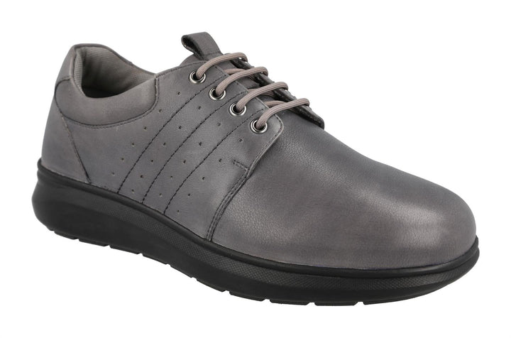 Men's Wide Fit DB Patrick Shoes in Black Leather - Image 1